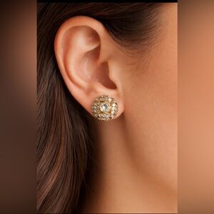 Vintage Art Deco Geometric Rhinestone Post Earrings